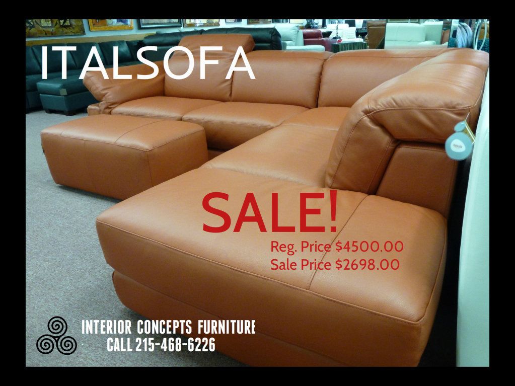 Italsofa-Orange-Leather-sectional-sale-i328 Columbus Day furniture Sales 2012, Columbus Day furniture Sales 2012 ITALSOFA Orange Leather sectional i328 Reg. Price $4500.00 Sale Price $2698.00 WOW! All Natuzzi Sofas Natuzzi Editions leather Sectional Sofas On Sale  Clearance Furniture Sales, Natuzzi Editions, Italsofa, leather sectionals & sofas. Up to 50% Off Floor Sample Sale! Lowest prices, Best selection! INTERIOR CONCEPTS FURNITURE CALL NOW: 215-468-6226. Best Leather Selection at the very Best price! Leather Furniture Sale All Leather by Natuzzi, El ran, Italsofa, Natuzzi Editions, Leather on sale! VISIT ONLINE STORE: http://store.interiorconceptsfurniture.com/nalemi.html