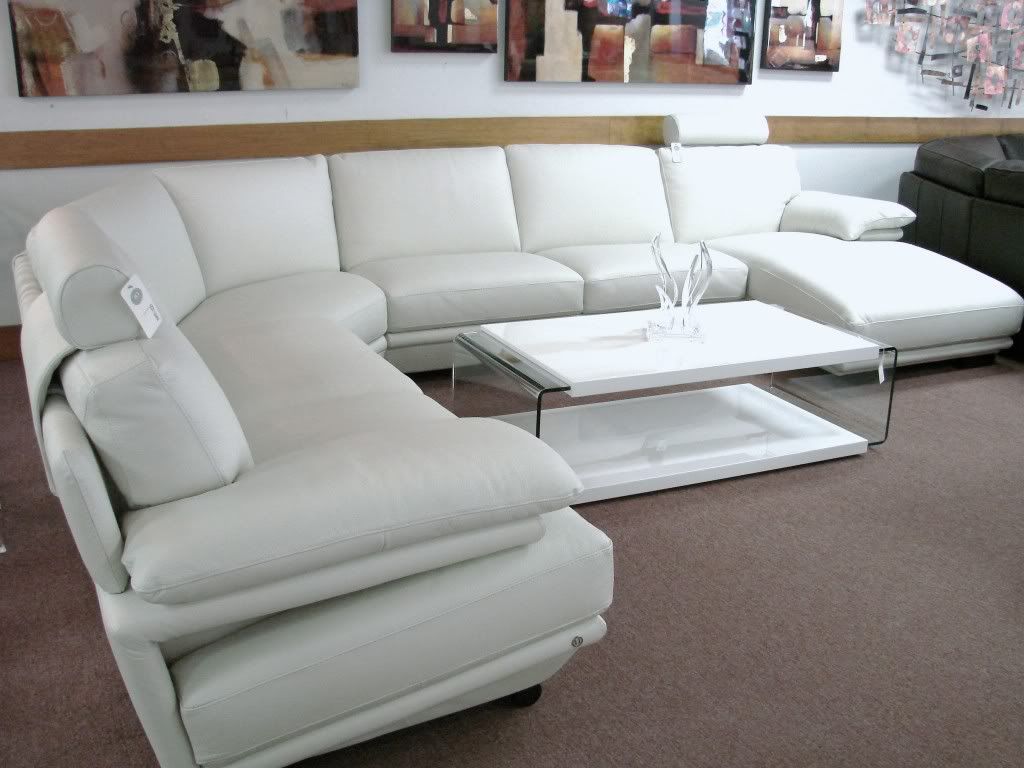 natuzzi white leather 9-piece sectional sofa