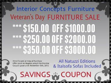 Veterans-day-Furniture_sales 2012, Veteran's day-Furniture-sales-sofa_Natuzzi leather sofas-2012, Veteran's Day Furniture Sales 2012. All Natuzzi Editions &amp; Italsofa leather sofas & sectionals on sale. Philadelphia Contemporary Furniture store. Modern Leather furniture Up to 50% Off Sale! INTERIOR CONCEPTS FURNITURE Call Now! 215-468-6226. ONLINE STORE: http://store.interiorconceptsfurniture.com Best Selection of NATUZZI Editions Leather sofas at the Lowest price!