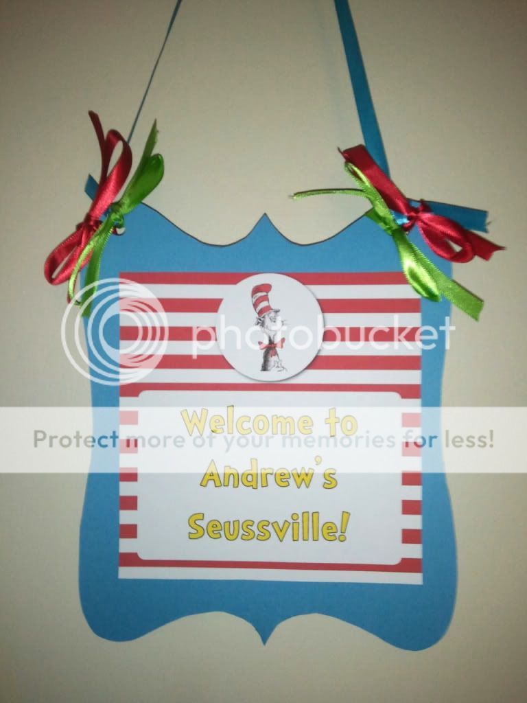 Dr Seuss Cat in the Hat Birthday Party Door Sign CUSTOMIZABLE  