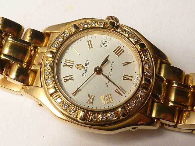 18K Gold CONCORD Lady Steeplechase Diamond Watch Comes with Box 